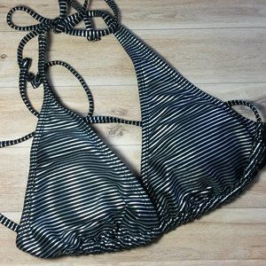 2/$15 Old Navy Silver Metallic Stripe Bikini Top, Large